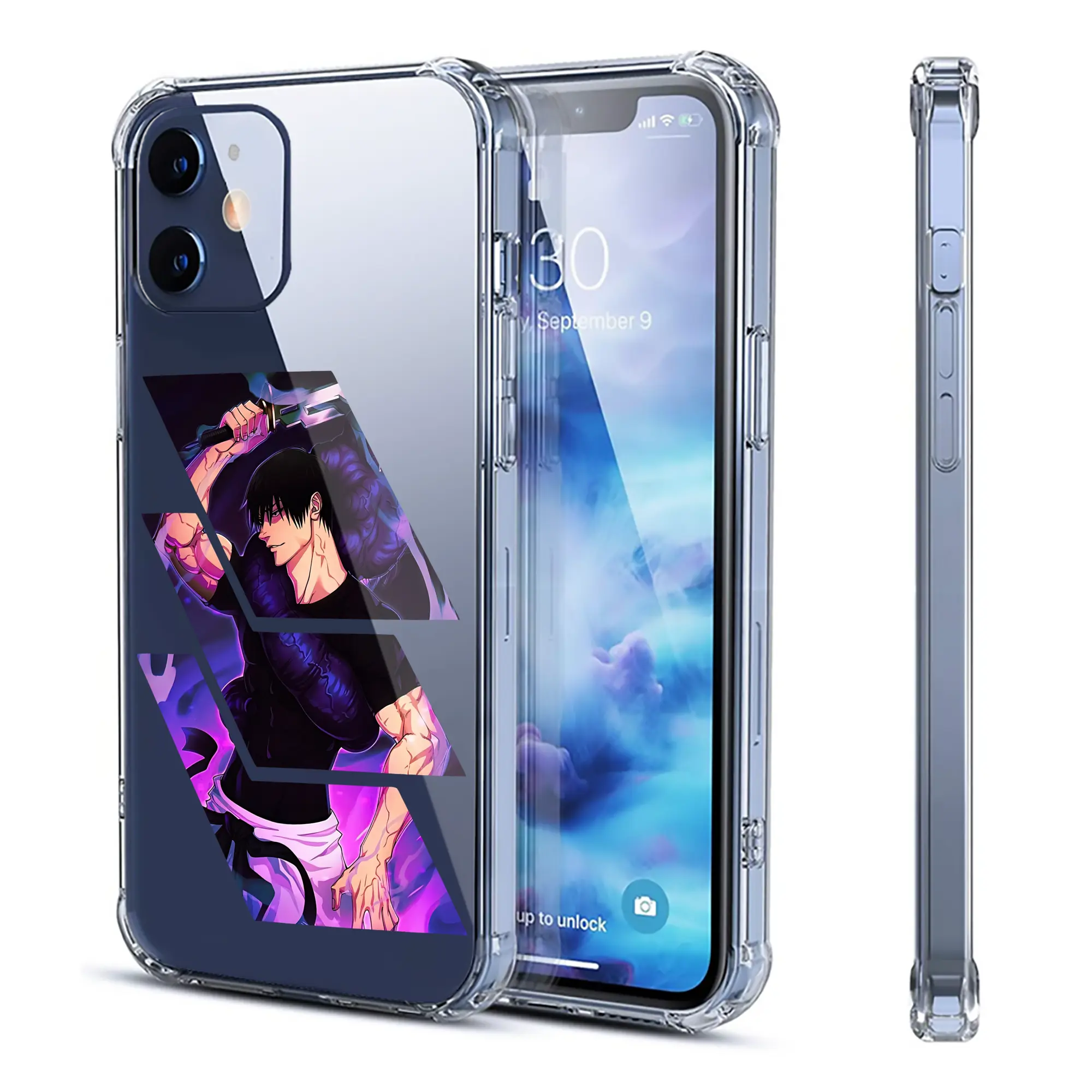 呪術廻戦 グッズ,伏黒 甚爾 - IPhone 12シリーズ対応 ・ 透明スマホケース ・ クリアソフトケース ・ TPU素材 ・ 耐衝撃 ・ 高密着 ・ 防汚 防指紋 ・ 簡単着脱